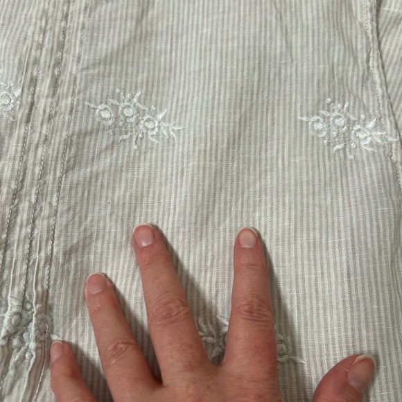 St. Tropez West Linen Sleeveless Tunic Tank Blouse Pleated Floral Embroidery LG - Picture 12 of 13